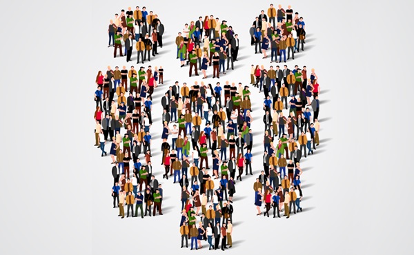 Image de 3 figures humaine compos├® de centaines de personnes